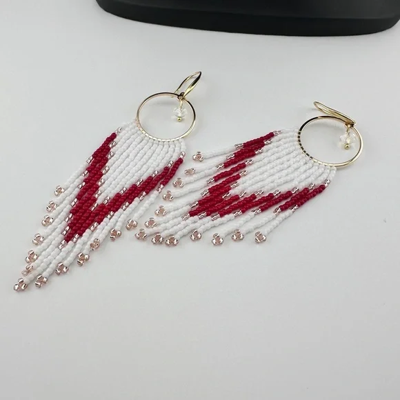 Handcrafted Beaded Fringe Earrings - Picture 10 of 11